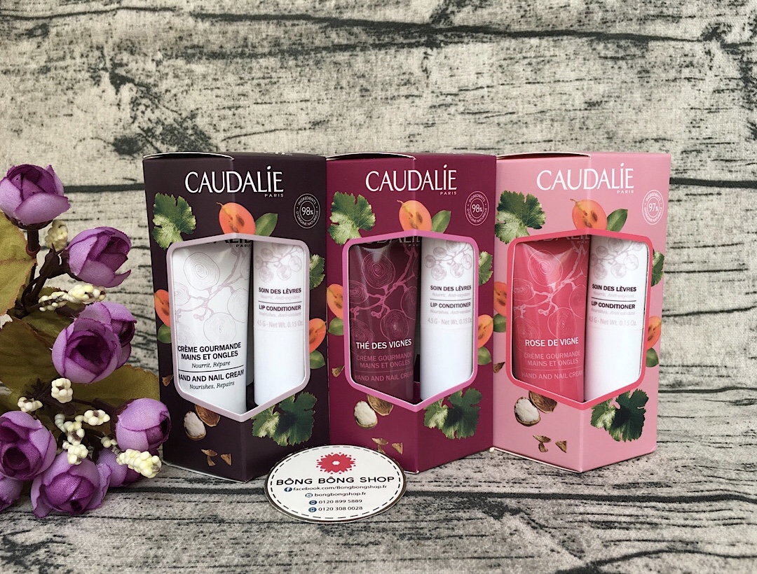 (Chuẩn Pháp-mẫu mới) Set kem dưỡng da tay và móng + son dưỡng Caudalie
