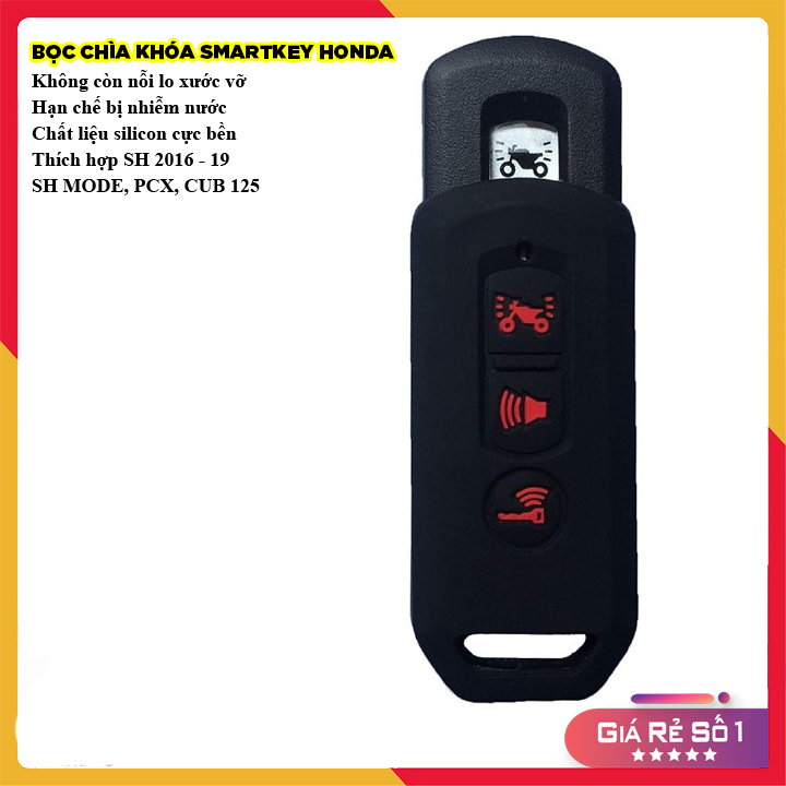 Bọc Chìa Khóa Smartkey 3 Nút Cho SH, SH Mode, PCX, Cub 125 ( Màu Đen )