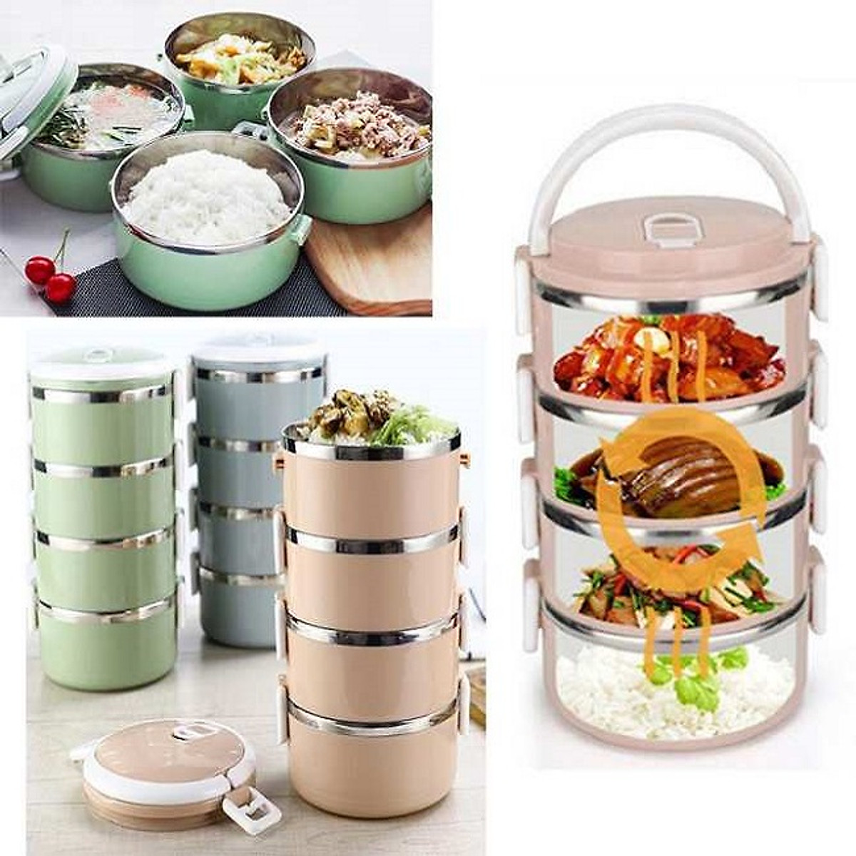 [HCM][GIÁ ƯU ĐÃI] HỘP ĐỰNG CƠM (CÀ MEN) 4 TẦNG INOX BẰNG LÚA MẠCH-CẶP LỒNG GIỮ NHIỆT 4 TẦNG-KIỂU DÁNG NHỎ GỌN XINH XẮN MIỆNG HỘP RỘNG DỄ DÀNG CHÙI RỬA