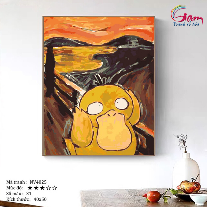 Paint by numbers kit with frame for adults Funny pikachu Koduck Painting For Home Wall Decor, New Hobby And Gift