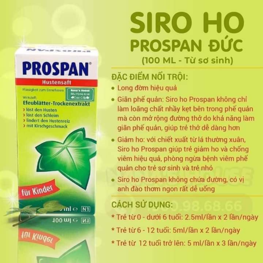 Siro ho Prospan Đức chai 100ml cho bé từ 1 tháng tuổi