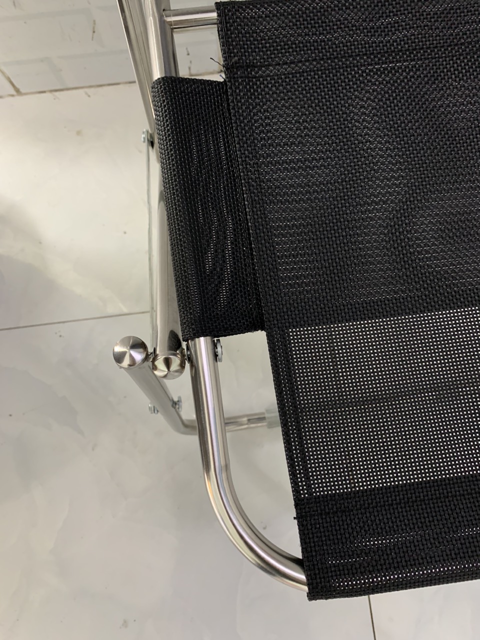Ghế xếp inox lưới đen DP09