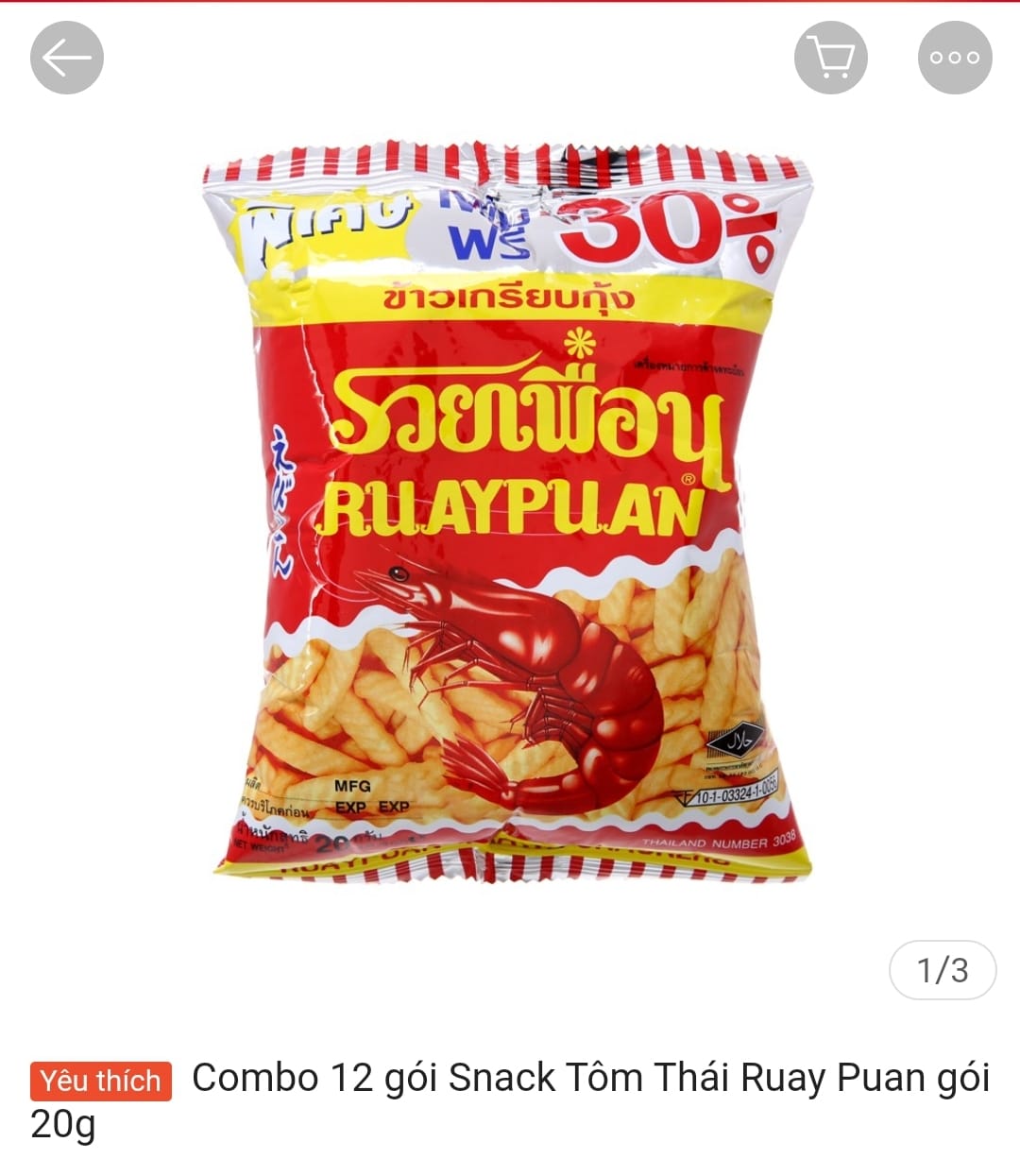 Bánh snack bịch hanami thái 12 gói