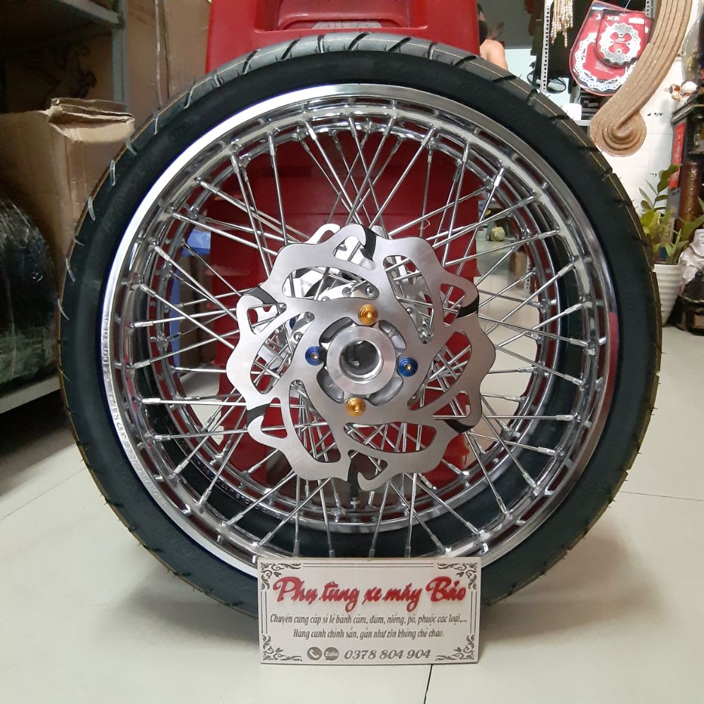 bánh căm EXCITER 135 full vỏ ruột Balazetch kèm đĩa và ốc titan như hình niềng sắt union