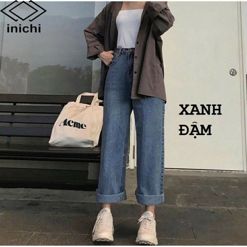 Quần Jean nữ ống rộng SIMPLE JEAN Q855 lưng ôm chất đẹp - INICHI STORE shop chuyên quần jean nữ