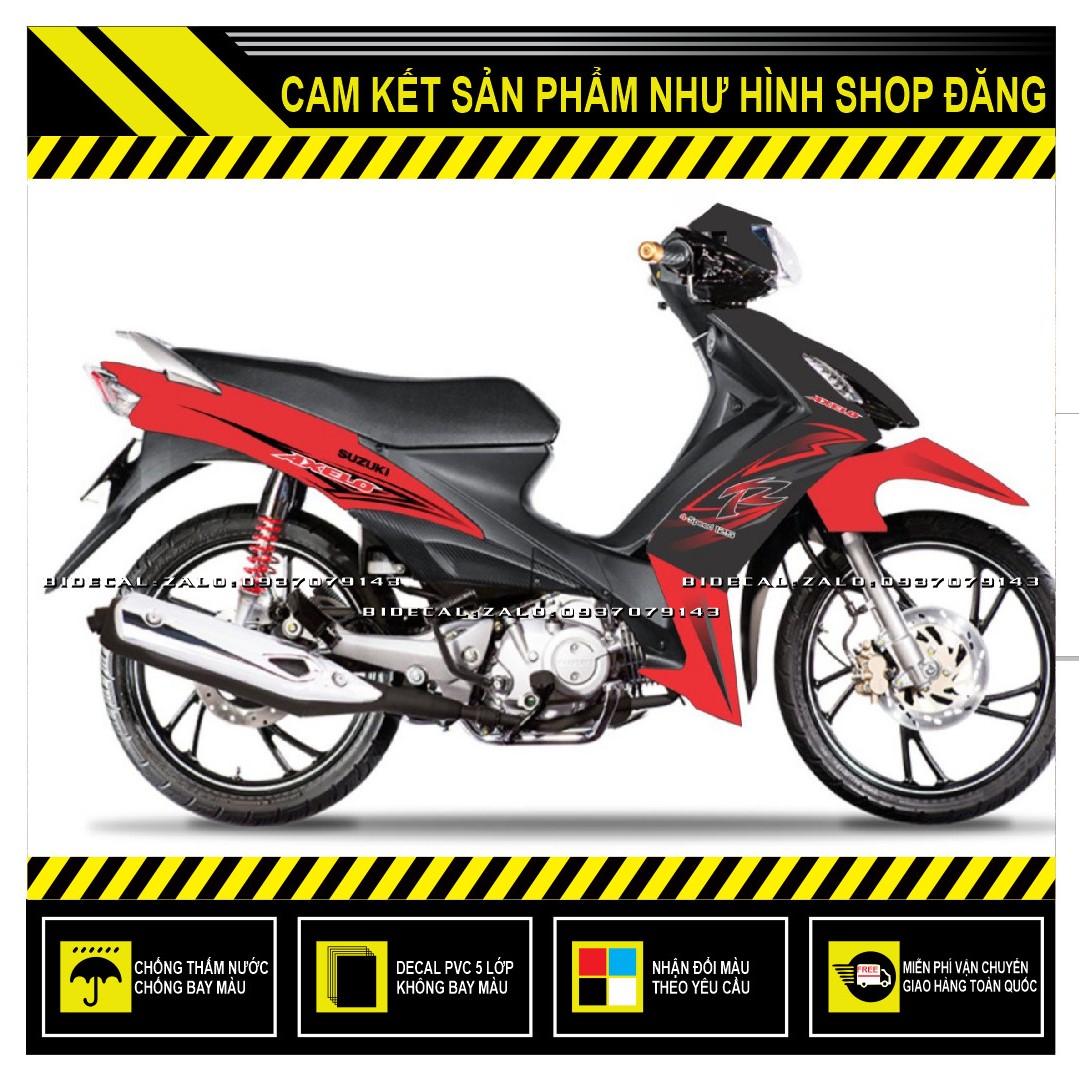 TEM RỜI AXELO MẪU R 2021 ĐỎ ĐEN ( DECAL CAO CẤP - KHÁNG NƯỚC - KHÔNG BAY MÀU )