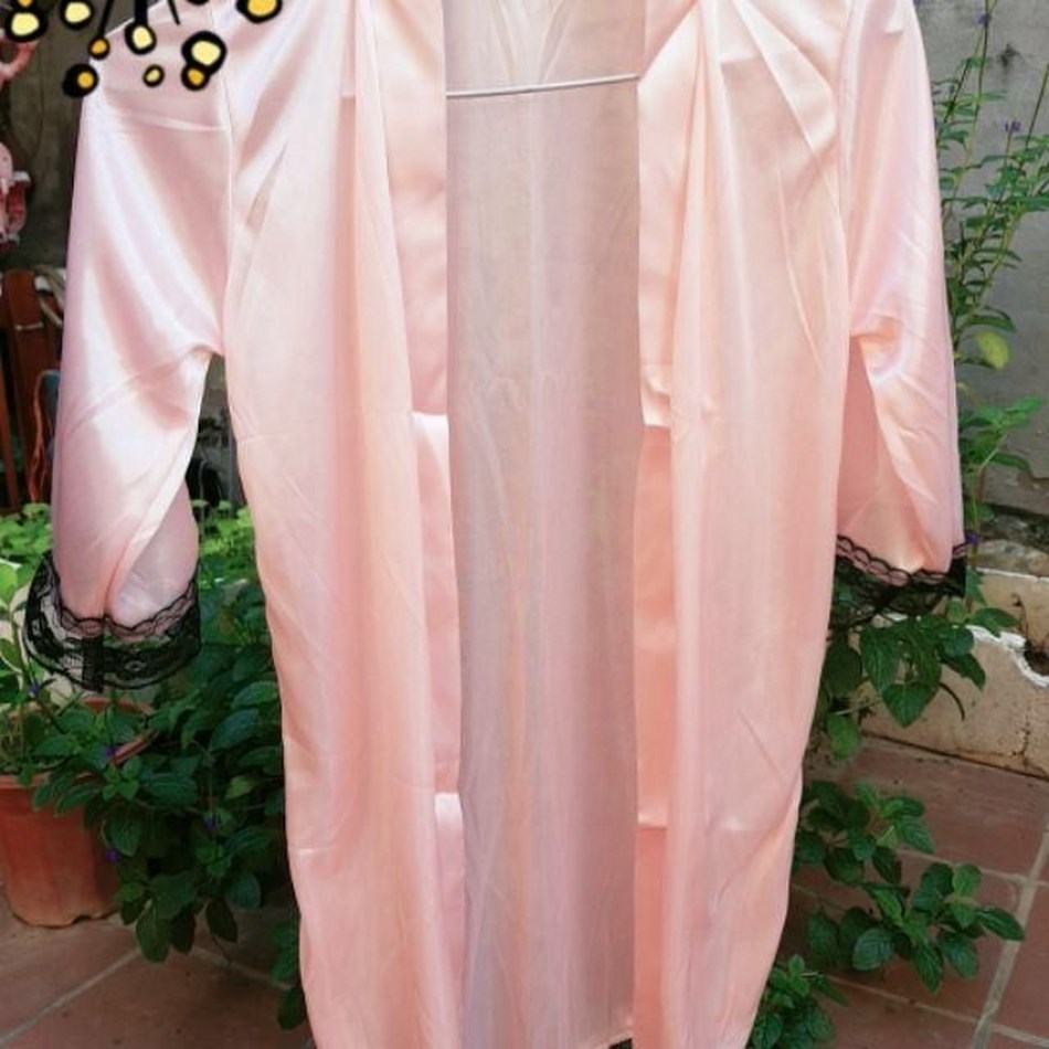 Áo Choàng Ngủ Lụa Satin Phong Cách Kimono