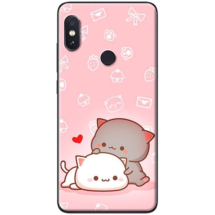Ốp lưng Xiaomi Redmi Note 5 Mèo mập nền hồng