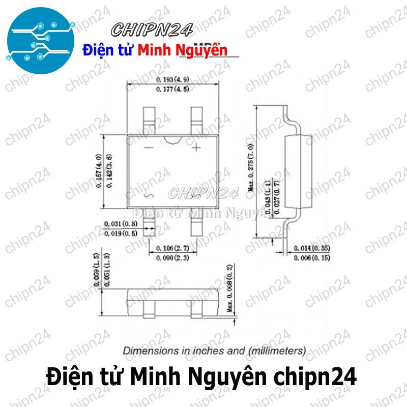 [10 con] (K460) Cầu Diode Dán MB6F SOP-4 0.8A 600V (SMD) - HH004729