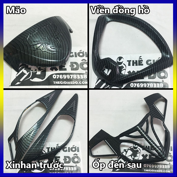 Ốp carbon trang trí xe Vision 2014, 2015, 2016, 2017, 2018, 2019, 2020 - phụ kiện đồ chơi ốp xe Vision cacbon