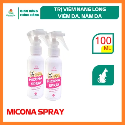 Vemedim Micona Spray trị viêm nang lông, viêm da, nấm da cho chó, mèo, dùng được cho cả chó con và mèo con, chai 100ml