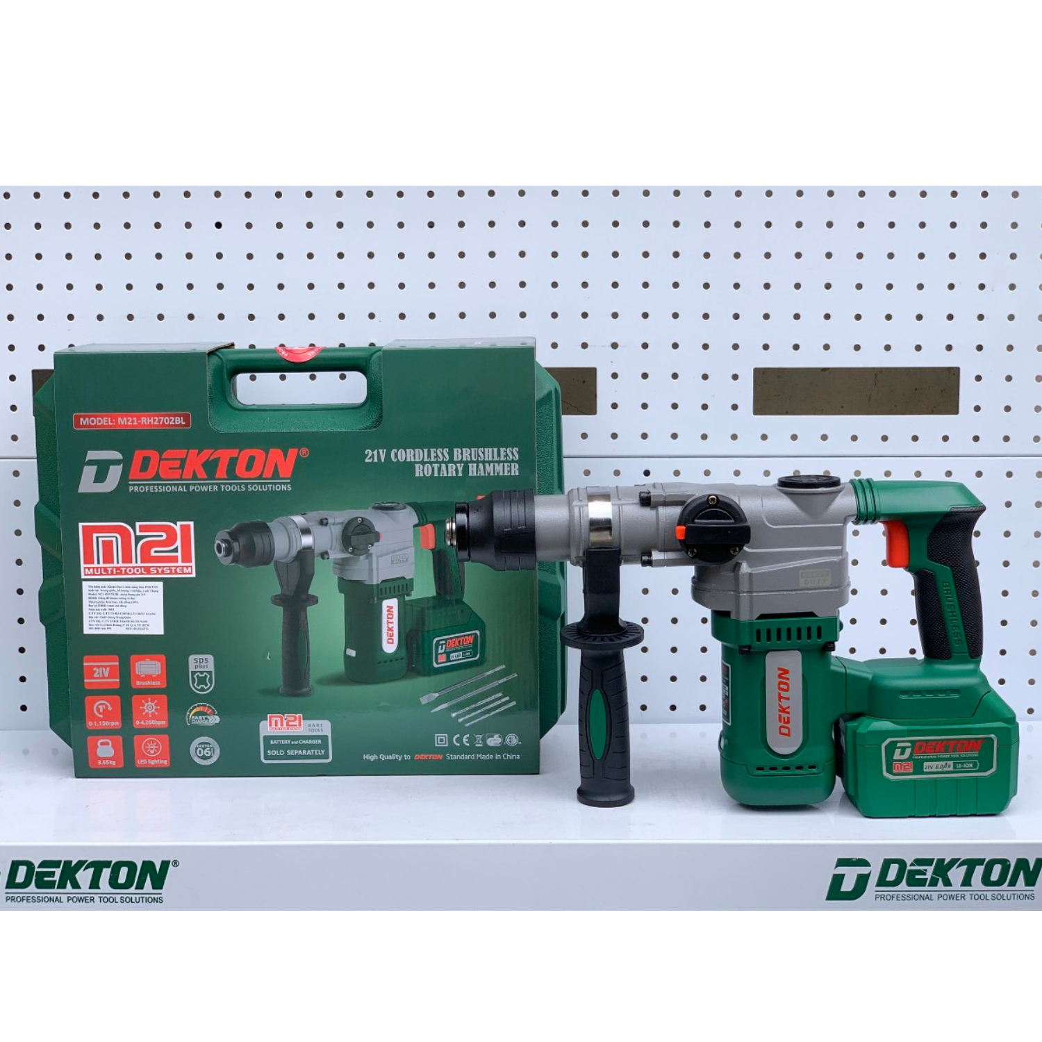 Máy khoan đục 2 chức năng dekton / m21-rh2702bl / kèm 2 mũi đục 3 mũi khoan / chân pin phổ thông makita