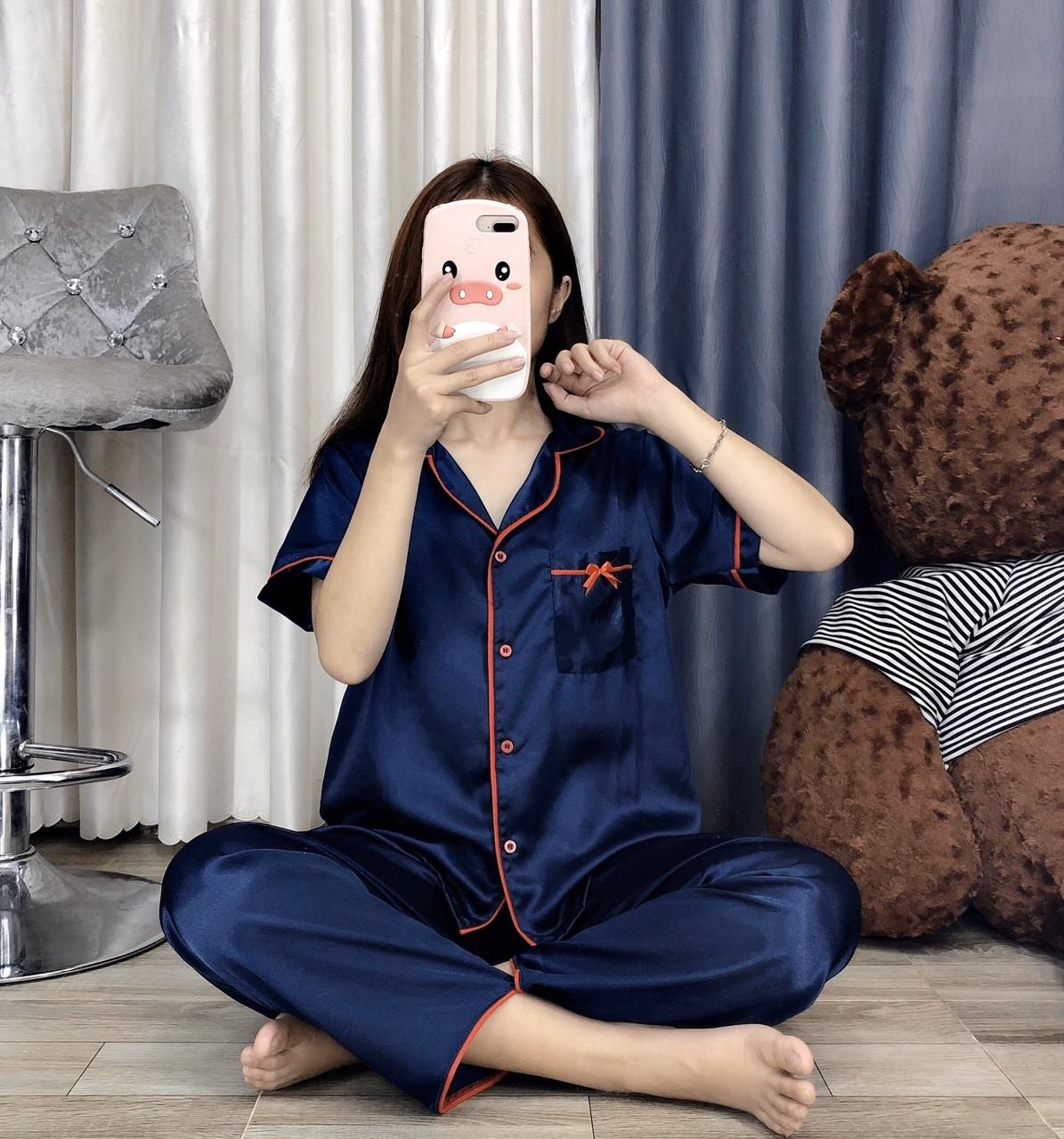 Đồ bộ pijama tay lỡ mặc nhà phi lụa lọa 1 hình thật