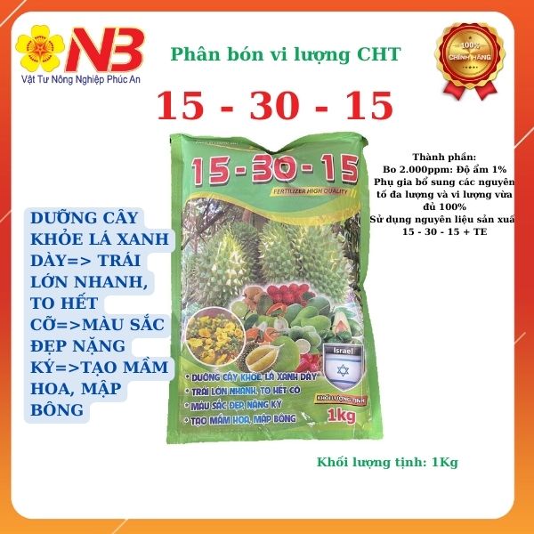 Phân bón lá 15-30-15 nuôi trái, lớn trái gói 1kg - nam bắc