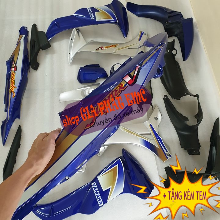 [ TẶNG TEM 3 LỚP ] Dàn áo màu XANH TÍM THAN gắn xe JUPITER V - nhựa ABS nguyên sinh, siêu đồ phụ tùng xe máy