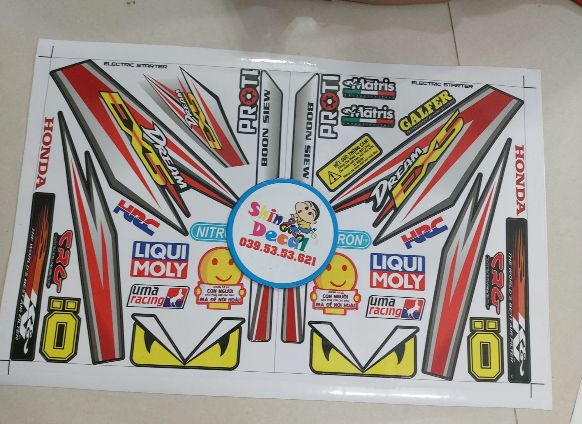 Tem xe dream EX5 đỏ bạc