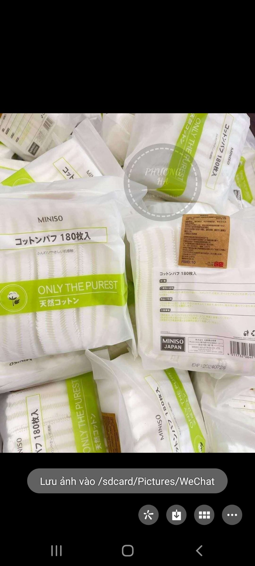 Bông tẩy trang Miniso túi 180 miếng siêu thấm