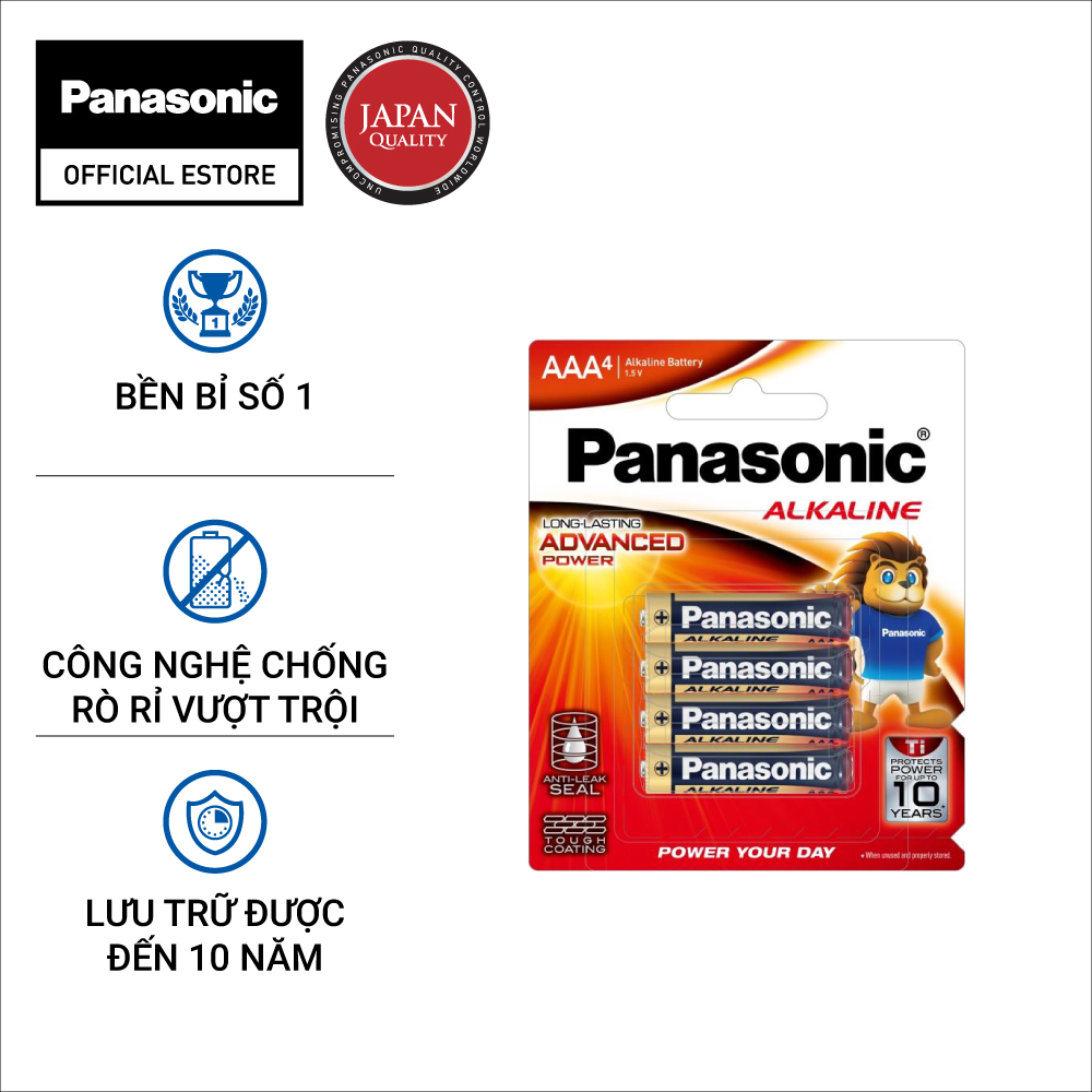Vỉ pin kiềm panasonic alkaline aaa lr03t/4b-v – hàng chính hãng