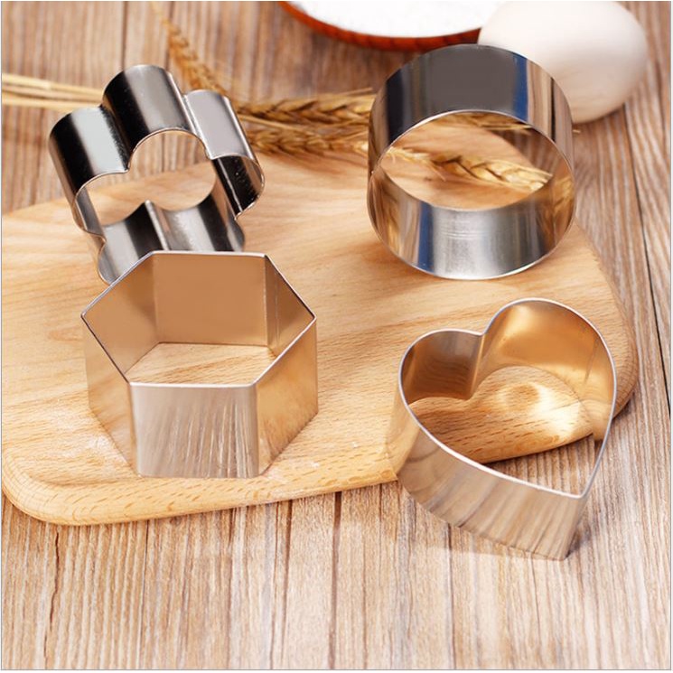 Khuôn ring mousse mini hình tròn/vuông/trái tím/ thoi