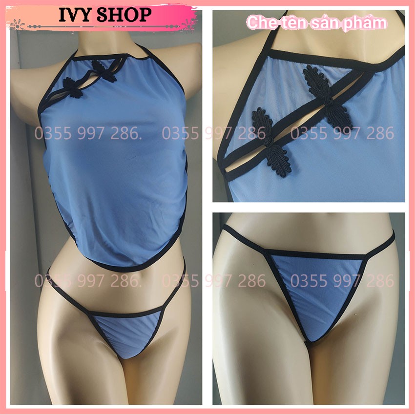 Áo Yếm Ngủ Khuy Lệch Cosplay Sexy Thôn Nữ, Yếm Đào Chụp Studio Sexy mã Y408 - màu xanh, đỏ, hồng nude