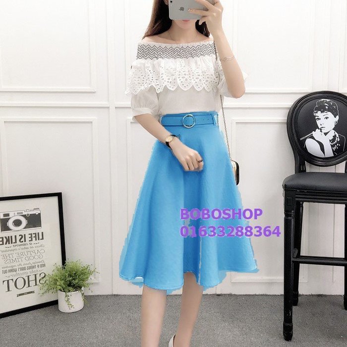 [HCM]CHÂN VÁY XÒE KÈM BELT HOTTREND