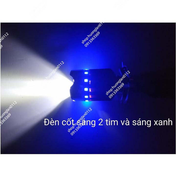 Đèn pha Led xe máy 7 màu 4 tim chân H4