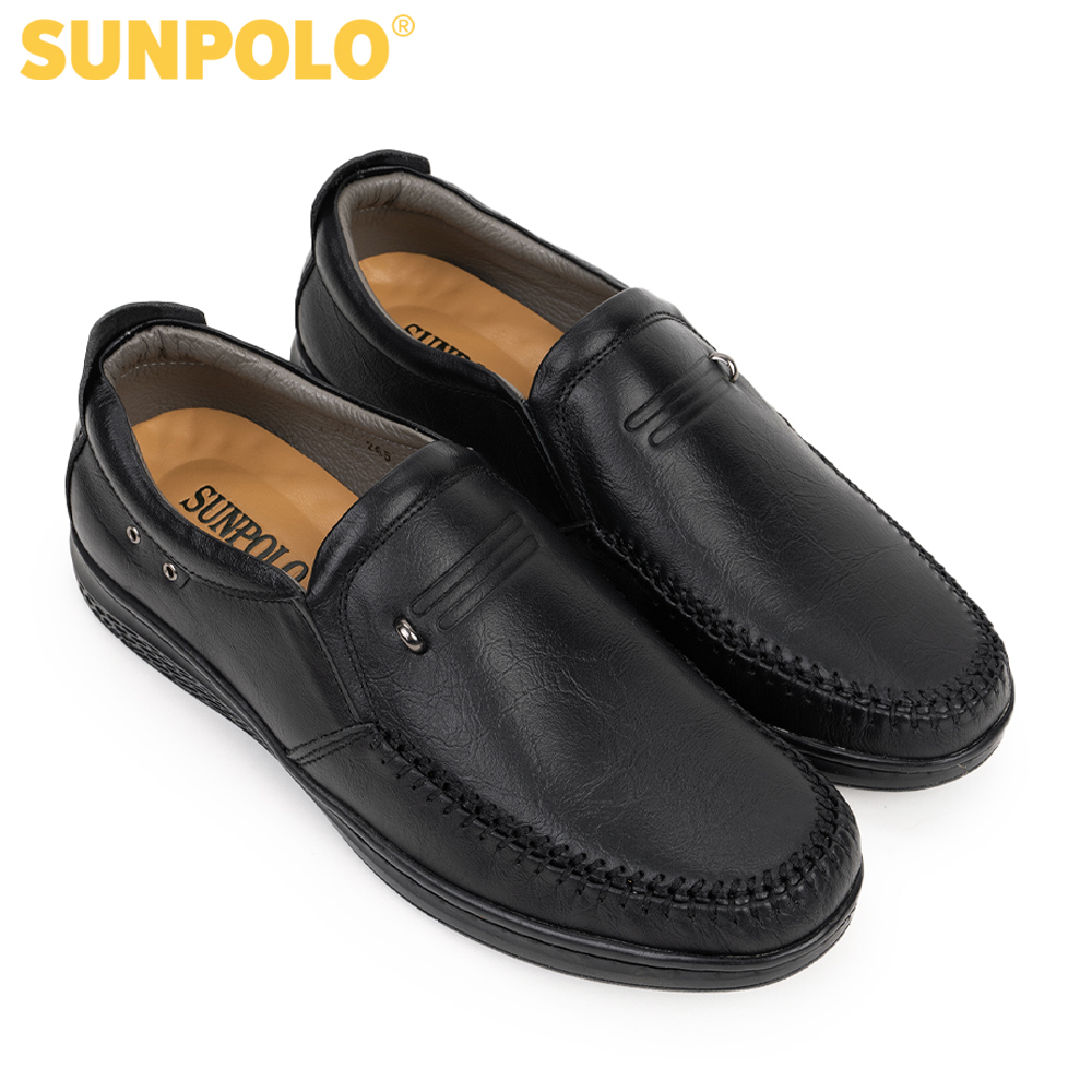 Giày mọi nam da bò SUNPOLO LMS265 (Đen, Nâu)