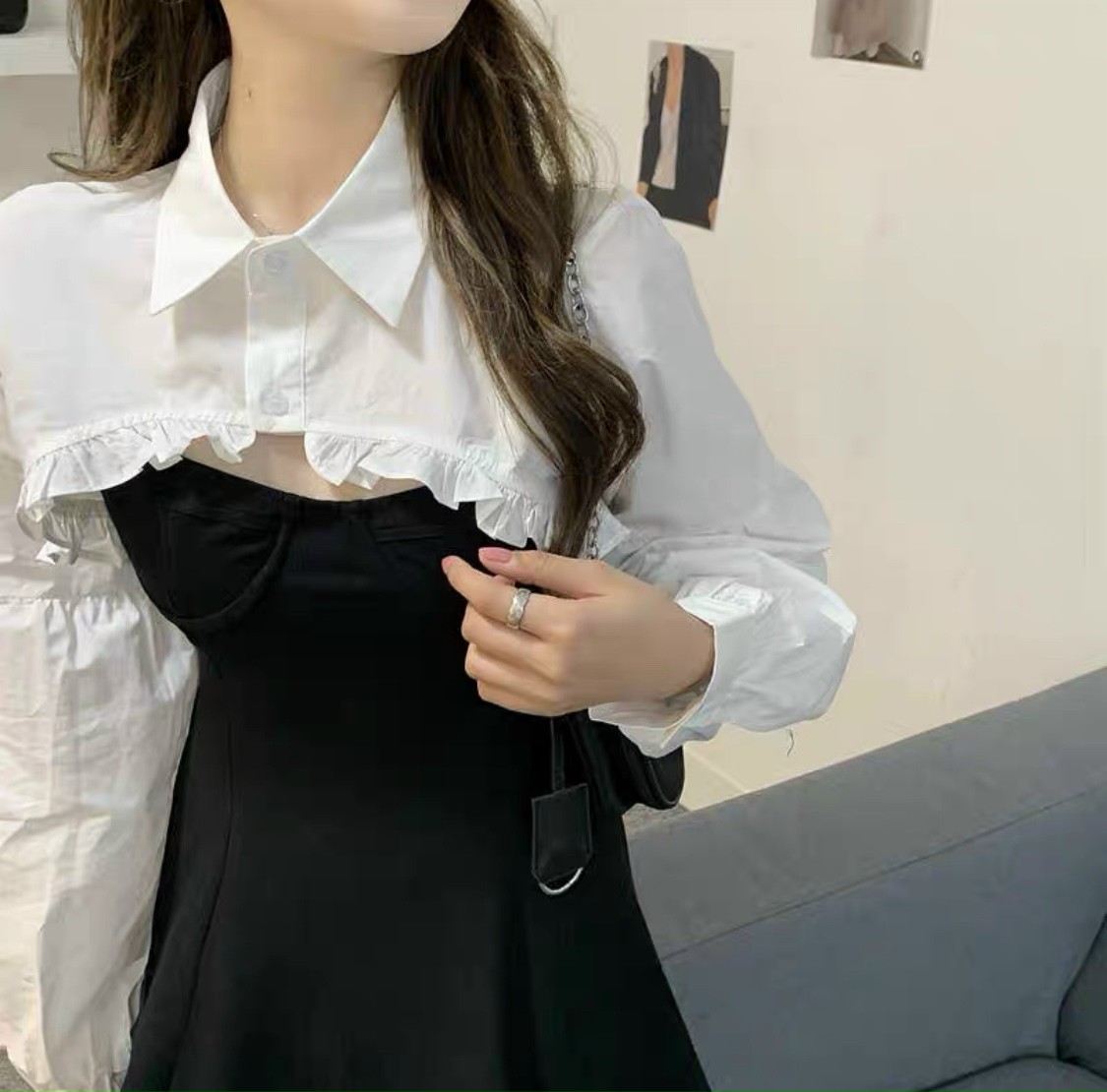 [HCM]Sét Áo SƠ mi kèm Đầm 2 dây