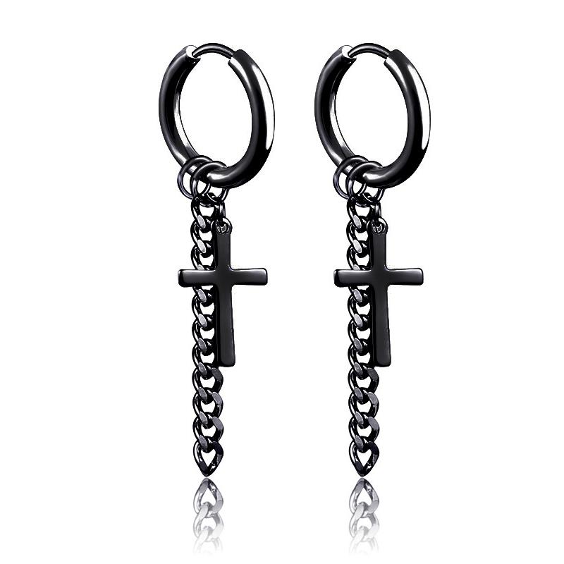 Set 2 ear rings male, men's earring Tital gdragon cross personality (price 2 pcs)