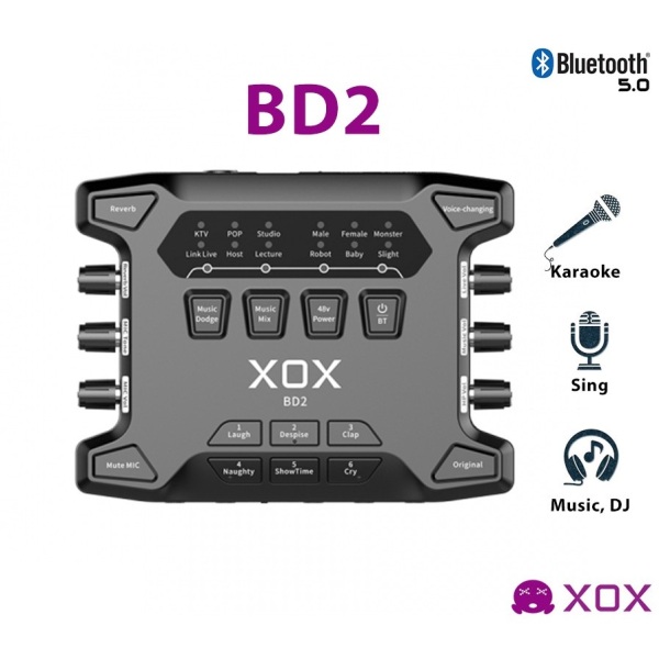 Bảng giá Sound Card XOX BD2 Lấy Nhạc Bằng Bluetooth 5.0, Tích Hợp Nguồn 48V, Hát Karaoke Online, Livestream, Podcast Và Phòng Thu Hiệu Chỉnh Micro Dễ Dàng Phong Vũ