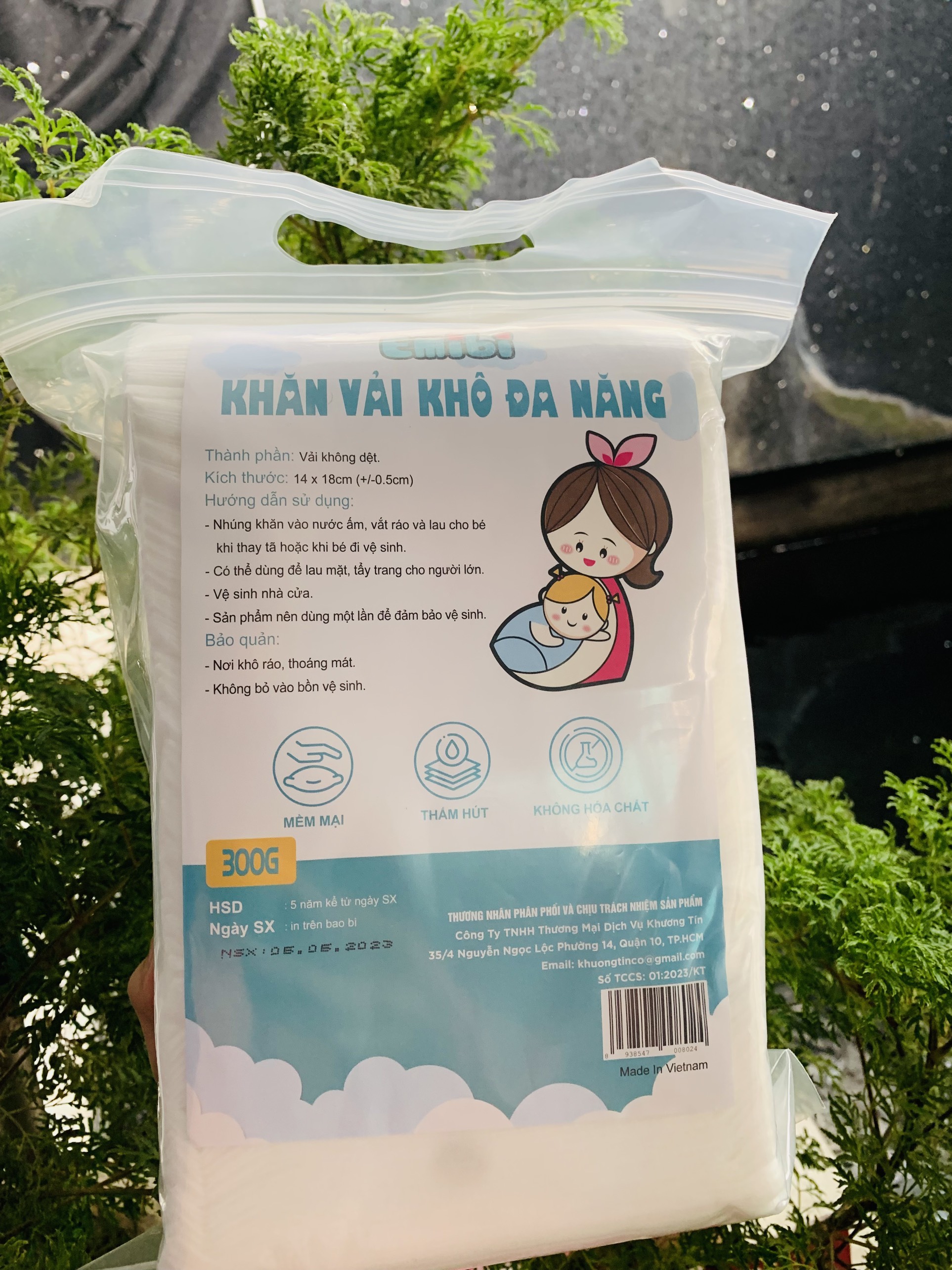 Khăn khô đa năng Emibi 300g/bịch