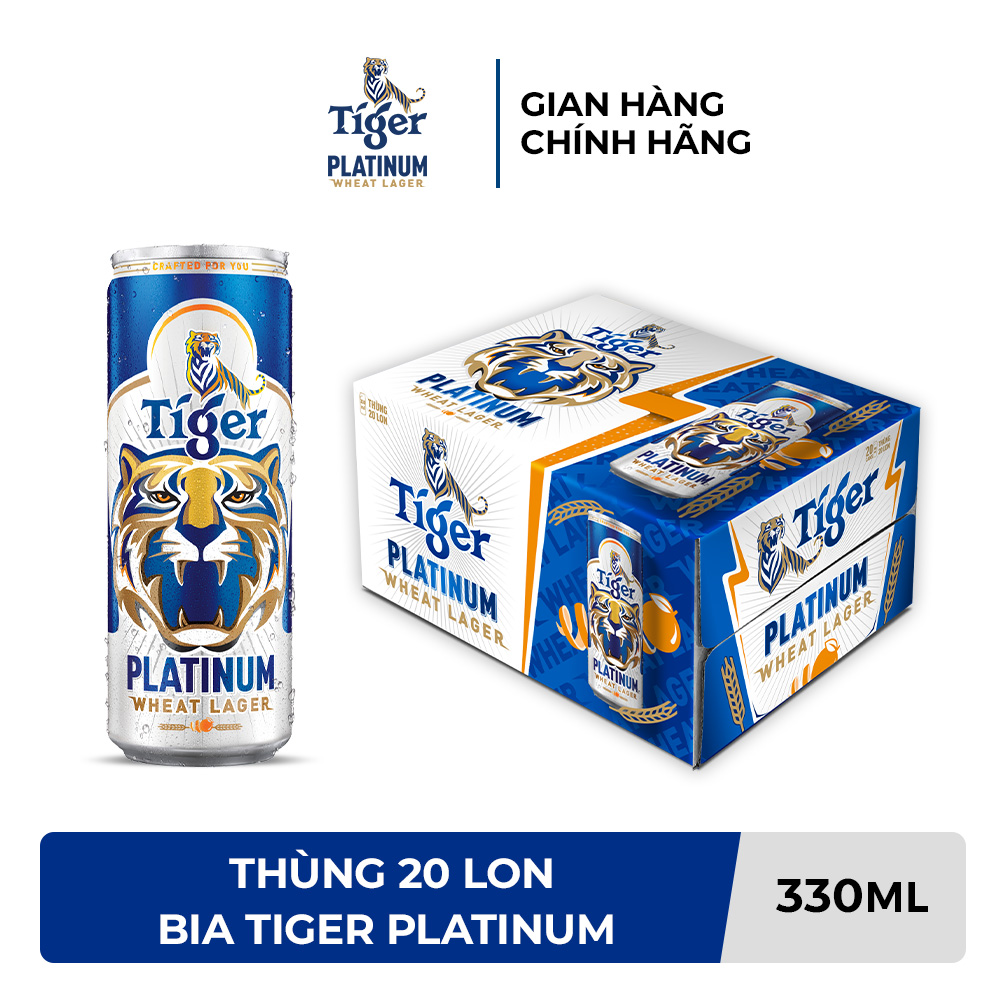 Thùng 20 lon bia lúa mì Tiger Platinum Wheat Lager 330ml lon