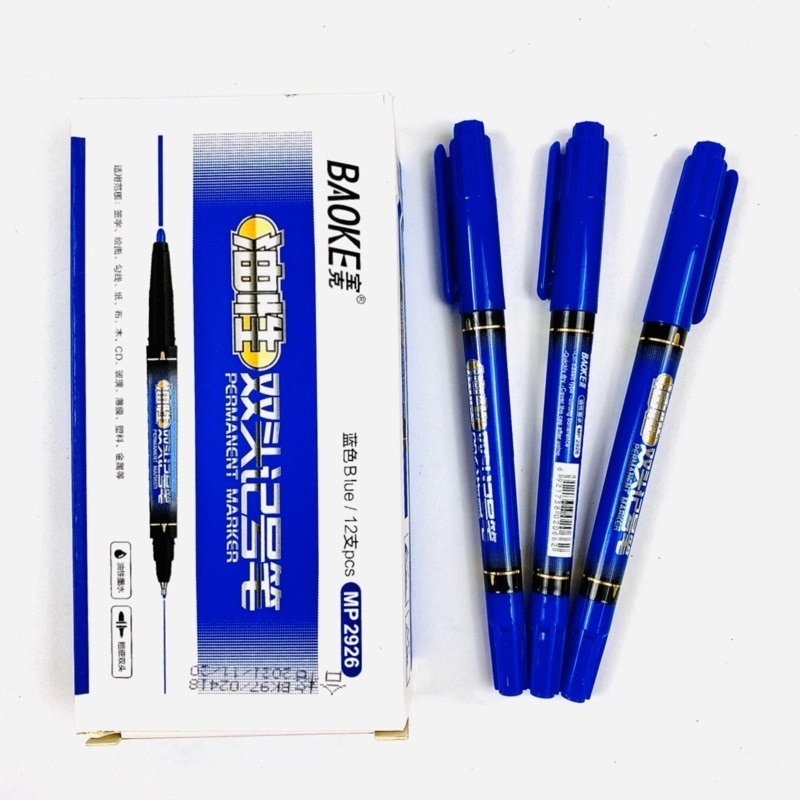 Bút dạ kính 2 đầu Baoke MP2926 Xanh/Đỏ/Đen (12/144)