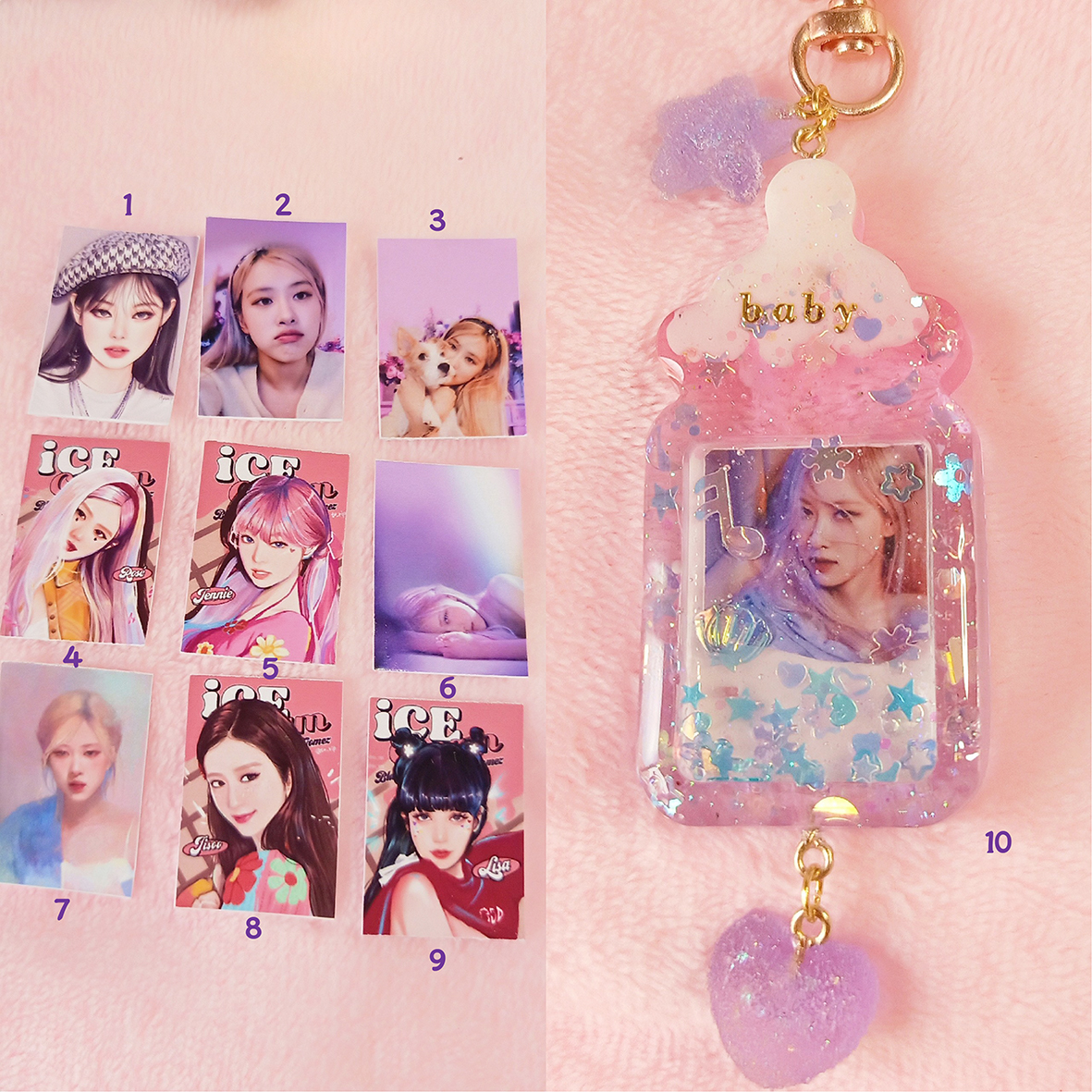 Móc khóa resin hình bình sữa (baby) handmade