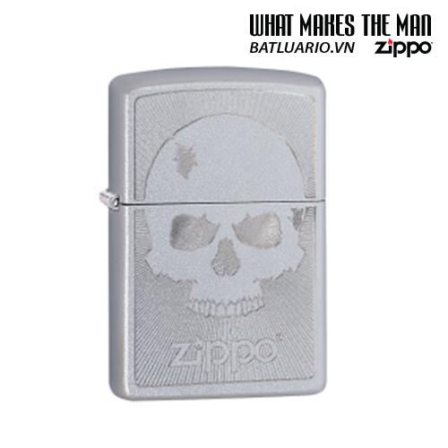 Zippo 29858 - Zippo Skull with Lines Satin Chrome