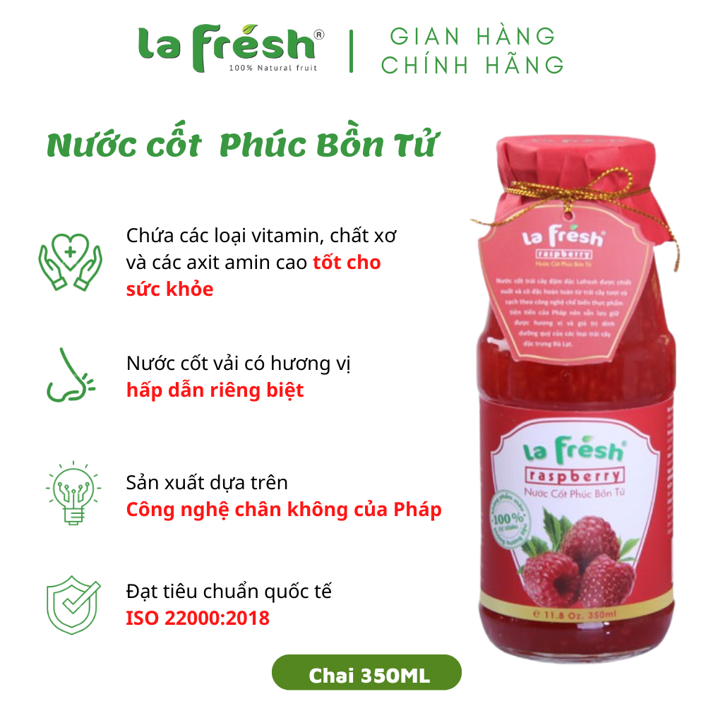 Nước Cốt Phúc Bồn Tử Lafresh Đà Lạt Chai Thủy Tinh 350ml
