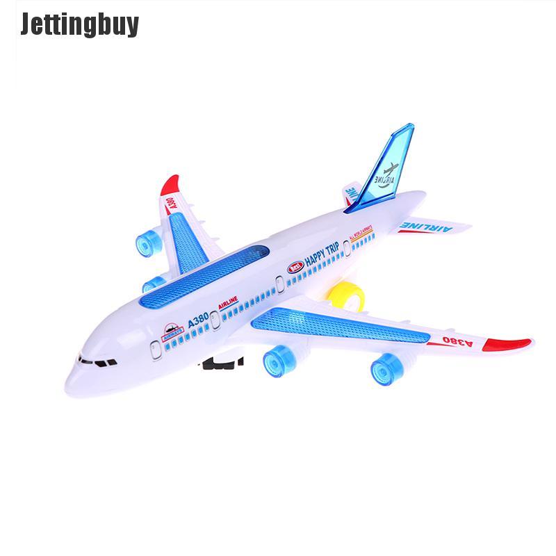 Jettingbuy Máy bay mô hình Airbus A380 bằng nhựa có ánh sáng chớp xanh và