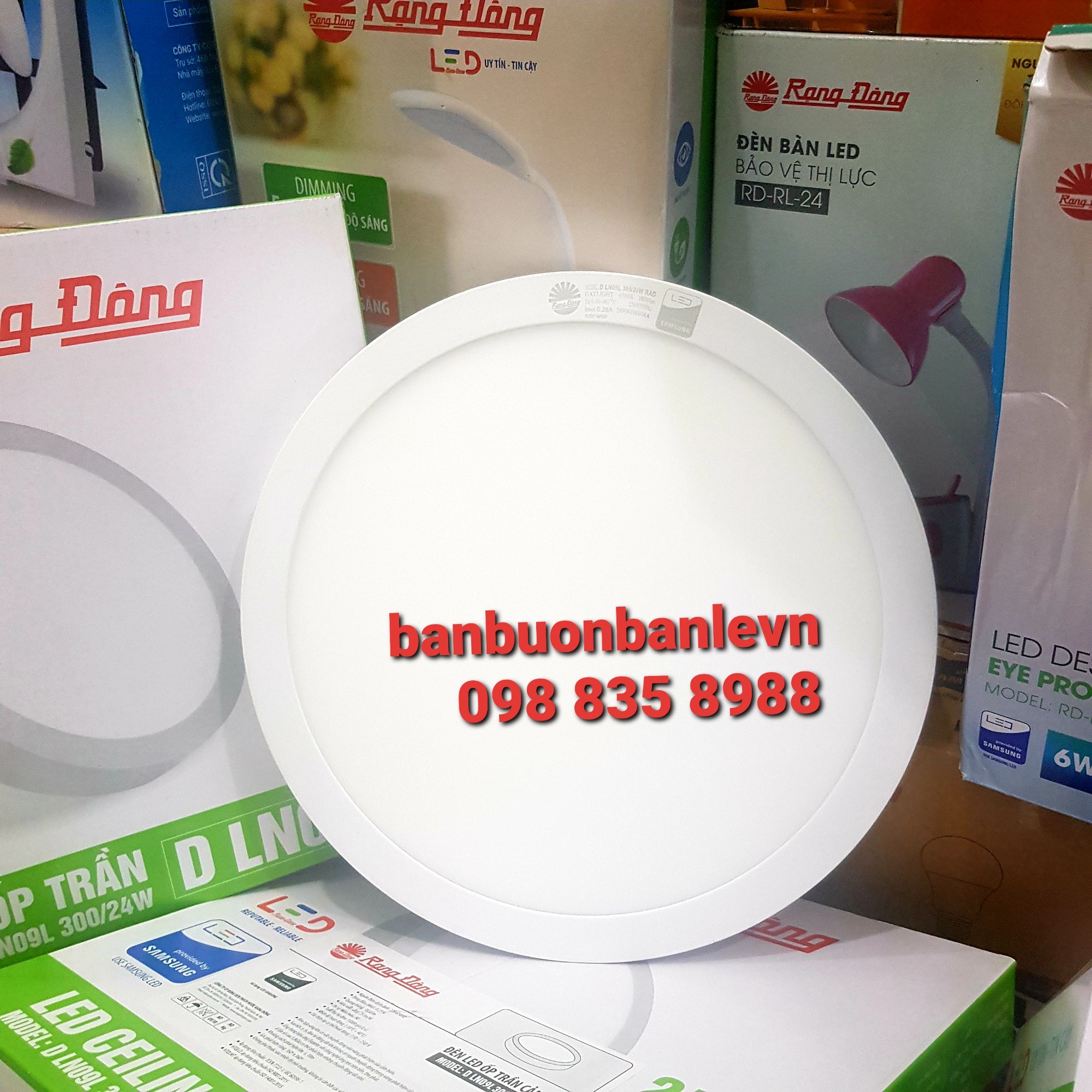 Đèn LED Ốp trần Tròn Cảm biến 24W Rạng đông