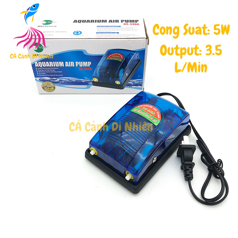 Máy sục sủi khí oxy 2 vòi 5w rs electrical rs-348a cho hồ cá - máy oxy bể cá cá cảnh di nhiên