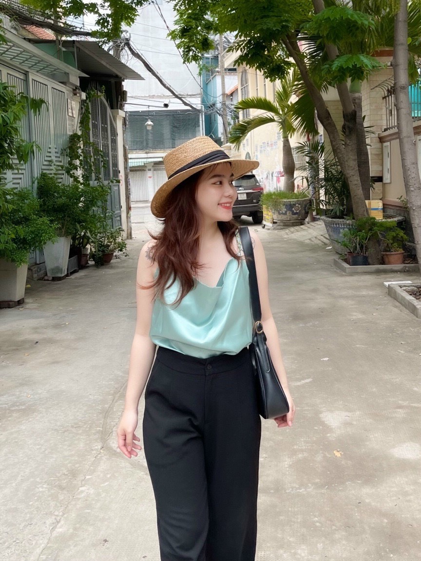 Áo hai dây phi bóng cổ đổ phối xích thời trang TTSA1245