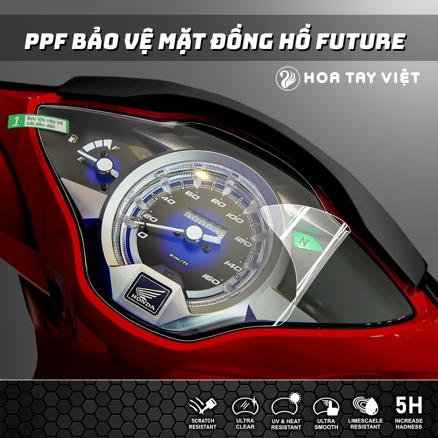 Miếng dán xe Future bảo vệ mặt đồng hồ Honda FUTURE PPF