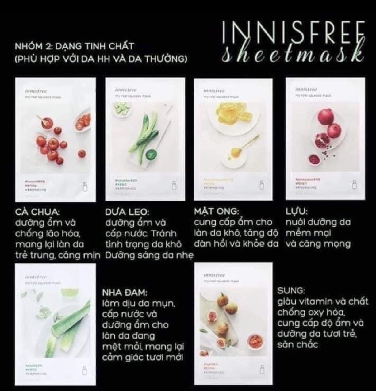 Mặt Nạ Dưỡng Da Innisfree 18 Vị