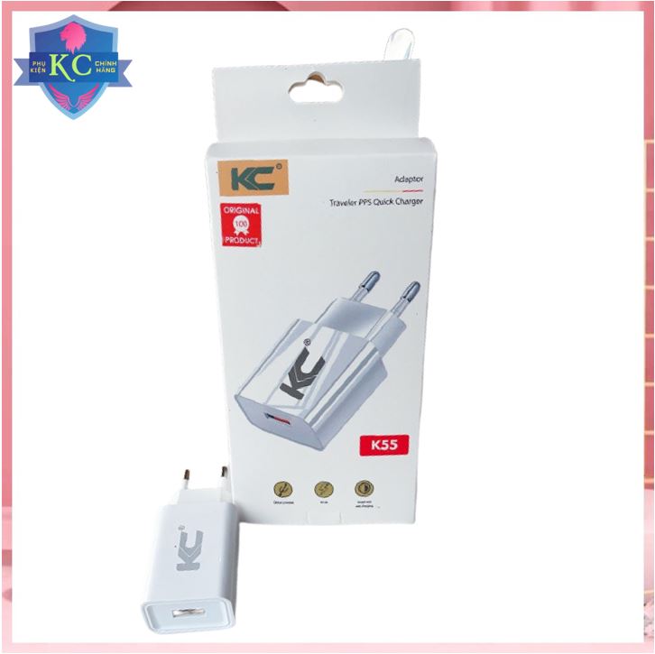 CỦ SẠC KC K55 - sạc nhanh 5V-2A- Full Box Bảo Hành 12 Tháng