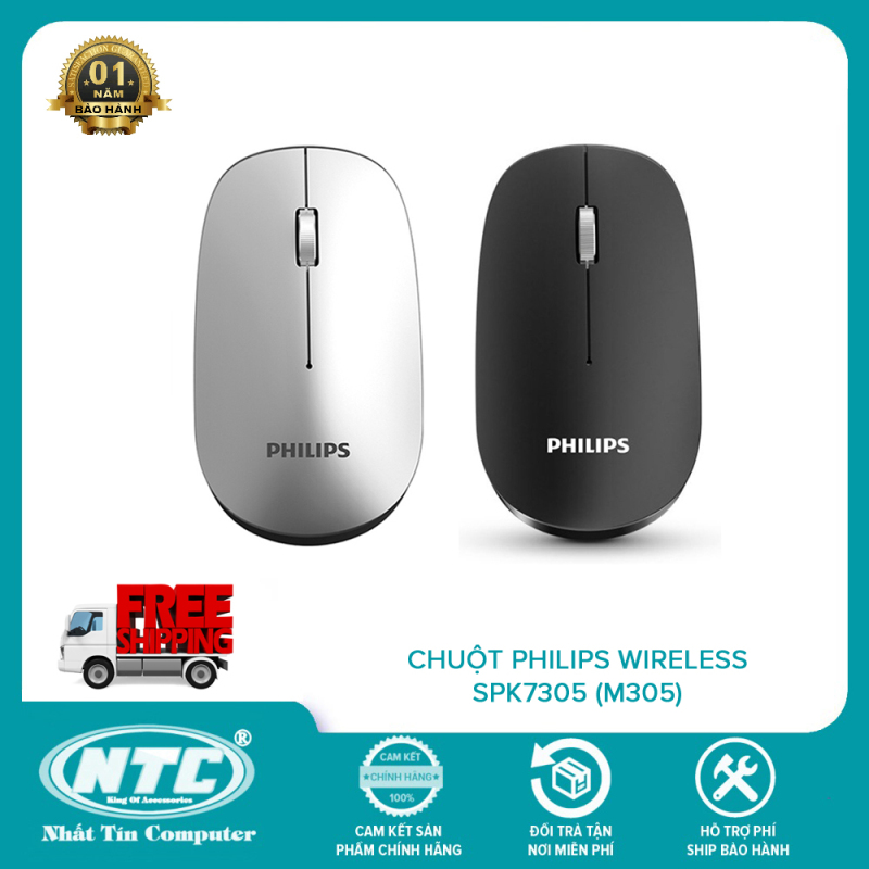 Bảng giá Chuột không dây wireless Philips SPK7305 (M305) - phiên bản silent click không âm thanh (2 màu tùy chọn) - Nhất Tín Computer Phong Vũ