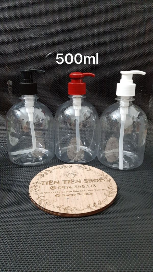 Chai nhựa trong 500ml vòi ấn