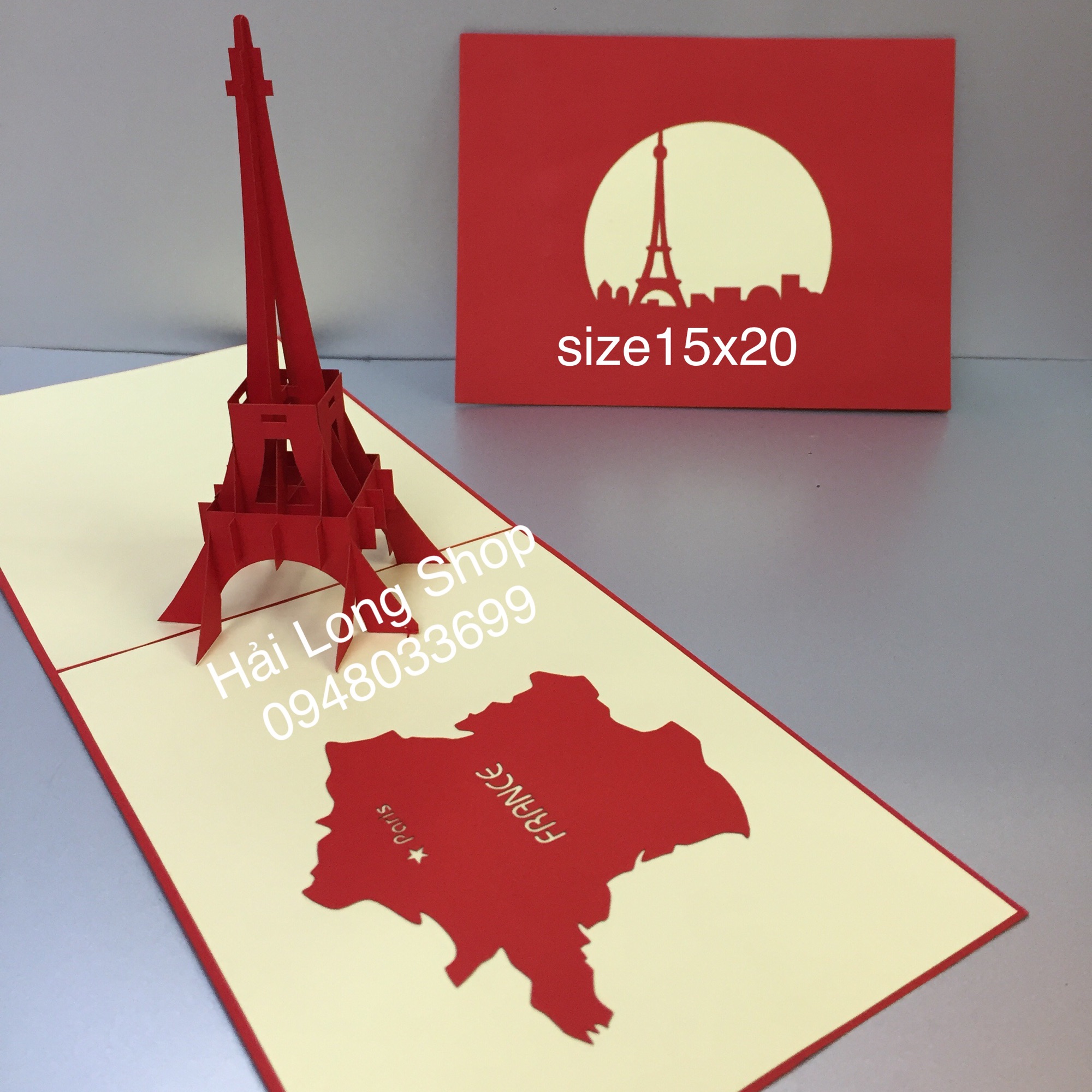 Tháp Eiffel ( Pháp ) - France  - Thiệp 3D (size 15x20)