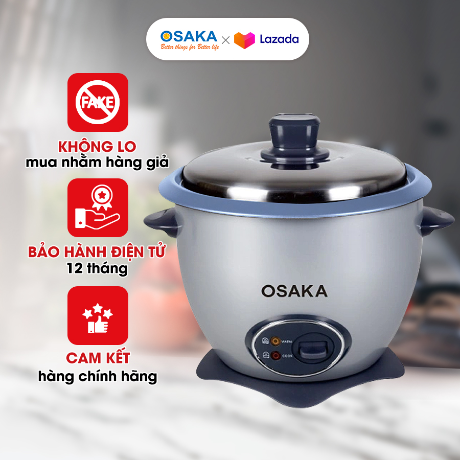 Nồi Cơm Điện Dung Tích 2.2L, Công Suất 900W - Lòng Nồi Chống Dính - Nắp Inox 304 - OSAKA RC-220R
