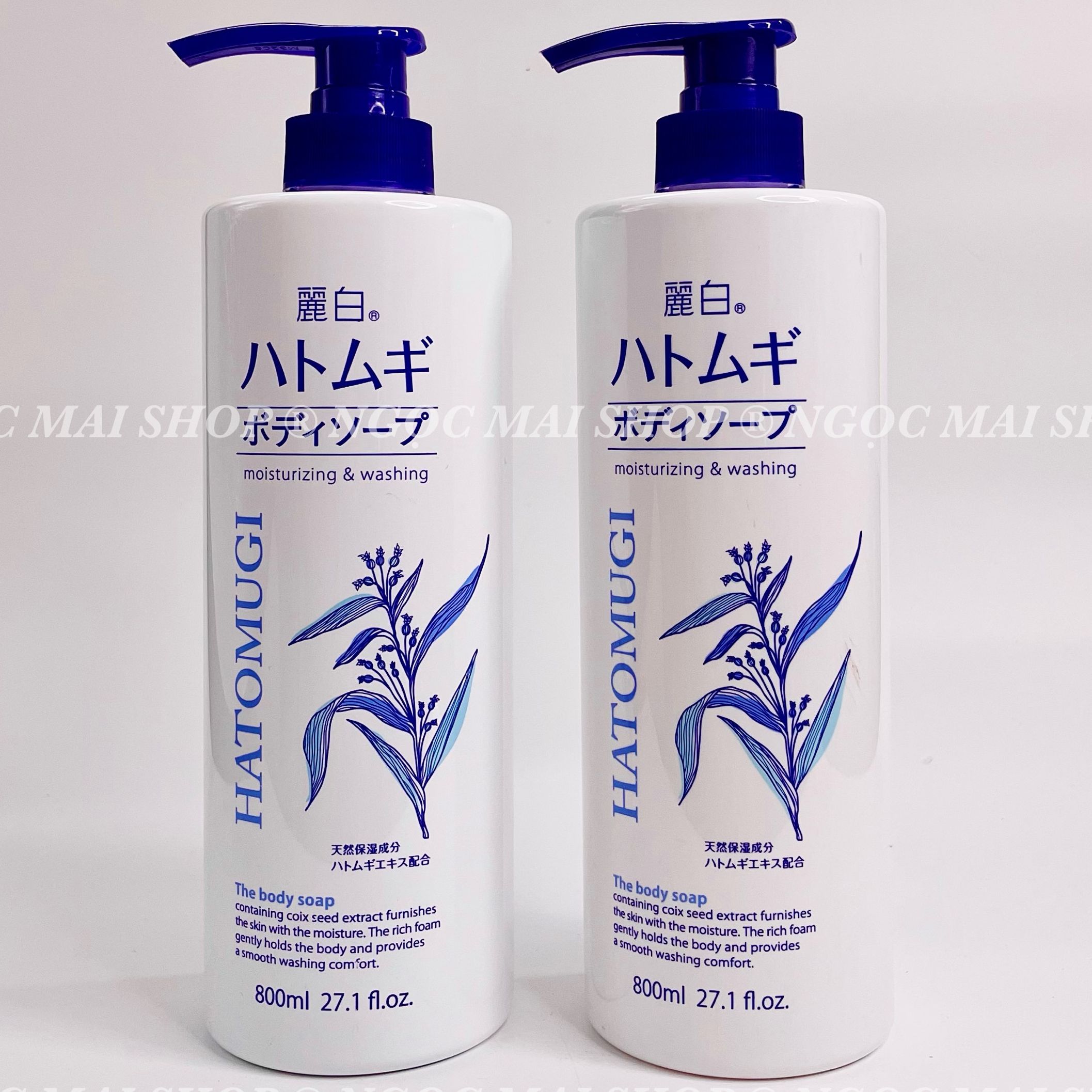 Sữa Tắm Ý Dĩ Hatomugi Trắng Da Ẩm Mịn 800ml Nhật Bản
