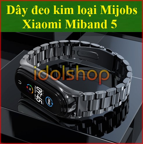 [Miband 5] Dây đeo kim loại mắt to thay thế Xiaomi Miband 5 bản plus