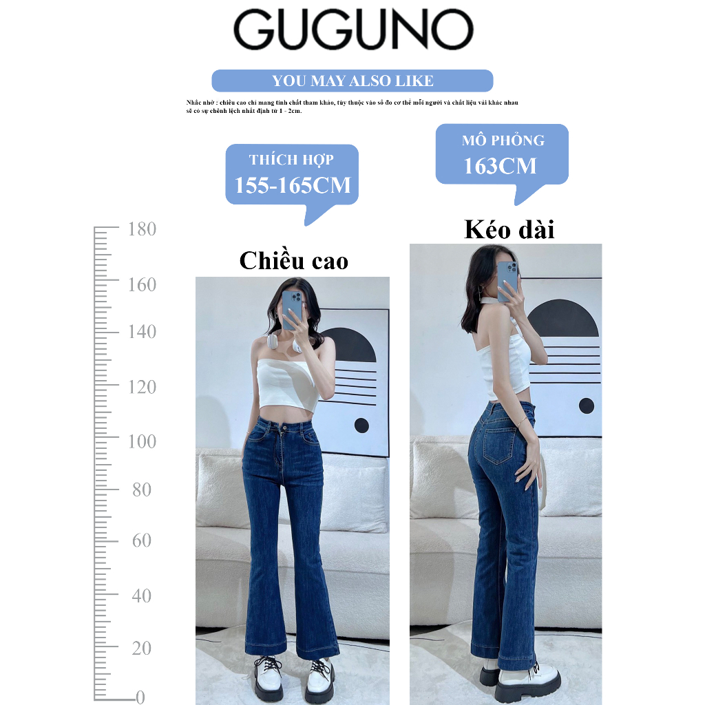 Quần jeans nữ ôm ống loe GUGUNO